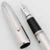 Louis Cartier Stripe Fountain Pen - Godron (Lined), Palladium Plated, Medium 18k Nib (Excellent in Box, Works Well)