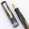 Parker "True Blue" Fountain Pen Small Size (1928-29) - Blue and White Striped w/GT, Button Filler, Fine Flexible #2c Nib (Very Nice, Restored) Parker "True Blue" Fountain Pen Small Size (1928-29) - Blue and White Striped w/GT, Button Filler, Fine Flexible #2c Nib (Very Nice, Restored)