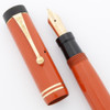 Parker Duofold Senior Fountain Pen (1930s) - Orange Permanite w/GT,  Button Filler, Broad Vacumatic Nib (Excellent, Restored)