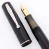 Waterman Canada "Junior" Fountain Pen  (1940s) - Black w/Steel Trim, Lever Filler, Medium Flexible Ideal  Nib (Very Nice, Restored)