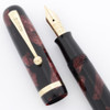 Moore Small Fountain Pen (1940s) - Burgundy Marble GT, Lever Filler,  14k Fine Flexible #2 Nib (Excellent, Restored)