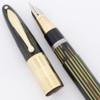 Sheaffer Lifetime Triumph Standard (1940s) - Green Striated, Wide Cap Band, Vac-Fill, 14k Fine Triumph Nib (Very Nice, Restored)