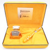 Delta Pantheon Limited Edition Fountain Pen (#000/100) - Amber Cracked Ice Resin, Sterling Trim, C/C,  Medium 18k Nib (Excellent + in Box, Works Well)