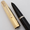 Parker 51 Aerometric Demi (1949) - Black  w Gold Filled Converging Lines Cap, Medium Nib (Excellent, Works Well)