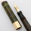 Parker Lady Duofold Deluxe Ring-Top Fountain Pen (1920s) - Wide Band, Jade Green, Button Filler, Fine Parker Lucky Curve Nib (Very Nice, Restored)