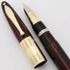 Sheaffer Lifetime Triumph 1250 Standard (1940s) - Carmine Striated w Wide Cap Band, Vac-Fil, Medium-Fine 14k Lifetime Triumph Nib (Excellent,  Restored)