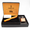 Delta Dolcevita Mid-Size Stantuffo Fountain Pen - Orange Cracked Ice, Vermeil Trim, Piston-Filler, 14k Medium Nib (Near Mint in Box, Works Well)