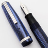 Esterbrook J Fountain Pen (1950s) - Blue w/Steel Trim, Lever Filler, 9668 Firm Medium Nib (Excellent, Restored)