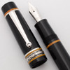 Delta Dolcevita Soiree Fountain Pen (#18768) - Black with Orange Marble Accents and Sterling Silver Band, C/C, Medium 18k Nib (Near Mint, Works Well)