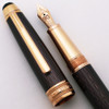 Montblanc Meisterstuck 145 Classique Fountain Pen (2014) - Special 90th Anniv Edition, Black  Guilloche w Rose Gold Trim, C/C, 18k RG Medium Nib (Very Nice in Box, Works Well)