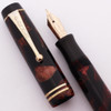 Parker Duofold Junior Streamline Fountain Pen (1930) - Burgundy Marble, Button Filler, Extra Fine 14k Nib (Excellent, Restored)