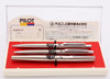 Pilot Long Murex Fountain Pen 3-pc Set (1980) - Stainless Steel, C/C, Fine Integrated Nib, Hard to Find (NOS, In Box)