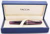 Taccia Doric Fountain Pen (2010s) - Tyrian Purple w/Ruthenium Trim, C/C, Fine Iridium Point Steel Nib (Near Mint in Box, Works Well)