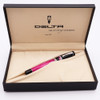 Delta Passion Fountain Pen - Pink/Black/White w Sterling Cap Band, C/C, Fine 14k Nib (Near Mint, In Box, Works Well)