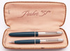 Parker 51 Aerometric Fountain Pen and Pencil Set (1950) - Teal w/Lustraloy Caps, Medium 14k Nib  (Excellent in Box, Work Well)