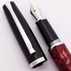 Libelle Fountain Pen (2000s) - Red Marble w/Black Cap, C/C, Medium Iridium Point Steel Nib (Excellent +, Works Well)