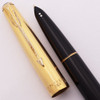 Parker 61 Mk II Aerometric Fountain Pen  (Argentina 1959-62) -  Black w/Gold Line Pattern Cap, Double Jewel, Medium 14k Nib (Excellent, Works Well)