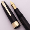 Waterman Commando/Medalist Fountain Pen (1940s) - Black w Wide Band, Medium Flexible Ideal 14k Nib  (Excellent +, Restored)