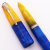 Parker 51 Ariel Kullock "Fantasy" Aerometric - Lined Two Colors, Yellow/Blue, Fine Gold Nib (Excellent, Works Well)