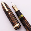 Sheaffer Balance 1000 "Valiant" Lifetime Fountain Pen - Military Clip, Brown Striated, Lever Fill, Fine 14k Lifetime Nib (Excellent, Restored)