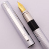 Omas Ego Fountain Pen (2000s) -  Steel w/Lined Pattern, C/C, Medium Gold Plated Nib (Excellent, Works Well)