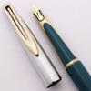 Waterman CF "875" Fountain Pen (1950s) - Teal Blue w Shiny Steel Cap, 14k Fine Nib (Excellent, Works Well)