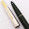 Parker 61 Mk II Aerometric Fountain Pen  (Argentina 1959-62) -  Dark Green w/Shiny Steel Cap, Gold Trim, Medium Hooded Nib (Excellent, Works Well)