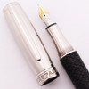 Chopard "Racing" Plume Noir Fountain Pen - Rubber "Treaded" Barrel w/Palladium Cap and Trim, C/C, Medium 18K Two-Tone Nib (Excellent, Works Well)