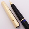 Pelikan 30 Fountain Pen (1960s) - Black, Rolled Gold Cap, Piston Fill, Oblique Broad Semi-Hooded Nib (Excellent, Works Well)