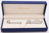 Waterman Perspective Fountain Pen - White Lacquer, Palladium Plated Trim, Medium Nib (Excellent in Box, Works Well)