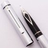 Sheaffer TARGA 1000 Fountain Pen - Lined Chrome, Broad Steel Nib (Excellent, Works Well)