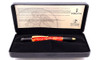 Delta Parthenope Ballpoint Pen (2005) - Coral Red/Black Accents, Gold Trim  (Excellent in Box, Works Well)