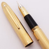 Sheaffer Crest (Reissue) Fountain Pen - #590 Lined Gold Electroplate, Fine 18k Nib (Excellent, Works Well)