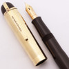 Eversharp Skyline Fountain Pen (1940s) - Full Size, Brown, Gold Filled Horizontal Ringed Cap, Lever Filler, 14k Medium Manifold Nib (Excellent, Restored)