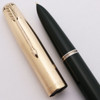 Parker 51 Aerometric Fountain Pen (1950s) - Forest Green, GF Converging Lines Cap, Medium Gold Nib (Excellent, Works Well)