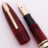 Waterman Hundred Year Pen (c. 1940) -  First Year Full Size, Transparent Red Ribbed Lucite, Flexible Fine (Superior, Restored)