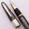 Sheaffer Triumph Valiant 1250 Fountain Pen (1940s) - Fat Version w/Wide Cap Band, Gray Pearl w/CT, Vac Fil, Medium 14k Two-Tone Triumph Nib (Excellent, Restored)