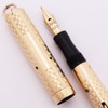 Conklin Crescent Ring Top Fountain Pen (1930s) -  Gold Filled Checkerboard Filigree,  Fine Flexible Toledo Nib (Excellent, Restored)