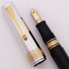 Omas Arte Italiana "Precious Facets" Milord Fountain Pen (1990s) - Black w Sterling Cap and GT, Piston Fill, 18k Medium (Near Mint in Box , Works Well)
