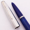 Parker 51 Ariel Kullock "Fantasy" Aerometric - Blue "Bell Bottom" Barrel, Lustraloy Cap, Fine Gold Nib (Excellent +, Works Well)