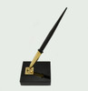 Sheaffer Snorkel Fountain Desk Pen - Black w Black Base, Medium 14k Nib (Excellent, Restored)