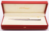 ST Dupont Olympio Ballpoint Pen - Sterling Silver Lined and Sectioned Pattern (Excellent in Box, Works Well)