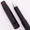 Rotring Newton Fountain Pen (Germany) - Matte Black with Red Ring, Custom EF Steel Nib (Excellent +, Works Well)