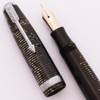 Parker Vacumatic Standard Fountain Pen (1938) - Grey Pearl, Double Striped Jewel,  Speedline, 14k Fine Nib (Excellent, Restored)