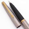 Parker 45 Flighter Deluxe GT Fountain Pen (USA, 1970-79) - Brushed Steel, GT,  C/C, Fine Steel Nib (Very Nice, Works Well)