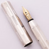 European Button-Filler Fountain Pen (circa 1930s) - 835 Silver Overlay, Fine 14k Warranted Nib (Excellent, Works Well)