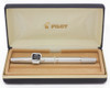 Pilot Fermo Fountain Pen (2010) - Brushed Silver w/Rhodium Plated Trim, C/C, 18k Medium Nib (Near Mint in Box, Works Well)