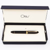 Omas 360 Fountain Pen - Full Size, Blue-Black with Gold Trim, 18k Medium Nib (Excellent in Box, Works Well)
