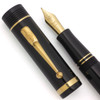 Conway Stewart Churchill Fountain Pen - Black, GP Trim, C/C, Oversize, 18k Medium Nib (Excellent +, Works Well)