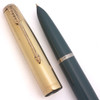 Parker 51 Aerometric Fountain Pen (1950s) - Navy Grey, Converging Lines GF Cap, Fine Gold Nib (Very Nice, Works Well)